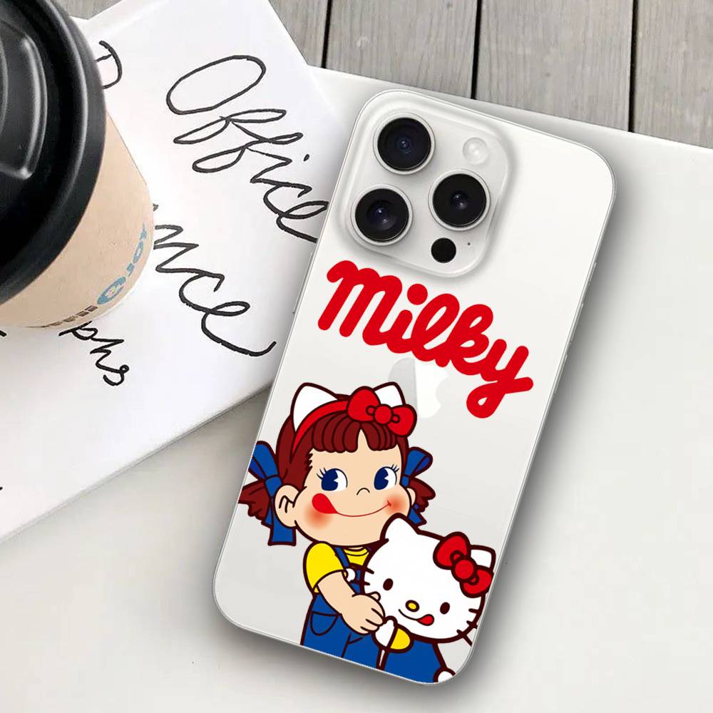 Чехол для телефона Fujiya Milky Peko Chan Для IPhone 17 16 15 11 14 12 13 16 Pro Max X XR XS Max Plus Прозрачный Мягкий Чехол