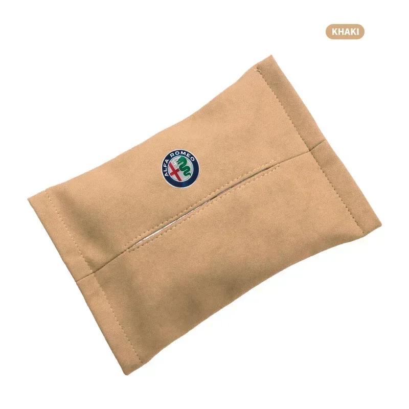 MQHWD1 Suede Car Hidden Tissue Holder Box For Alfa Romeo Giulia Stelvio Giulietta 156 159 147 Mito Tonale Brera Disco Auto Accessories