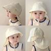 Neck Ear Cover Kids Beach Cap Solid Color Sunscreen Bucket Hat Breathable Children Sun Hat Girl
