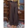 Women's Retro Brown High-Waist Wide-Leg Pants - Slimming, Versatile, Draping, Straight-Leg Style for Spring and Autumn