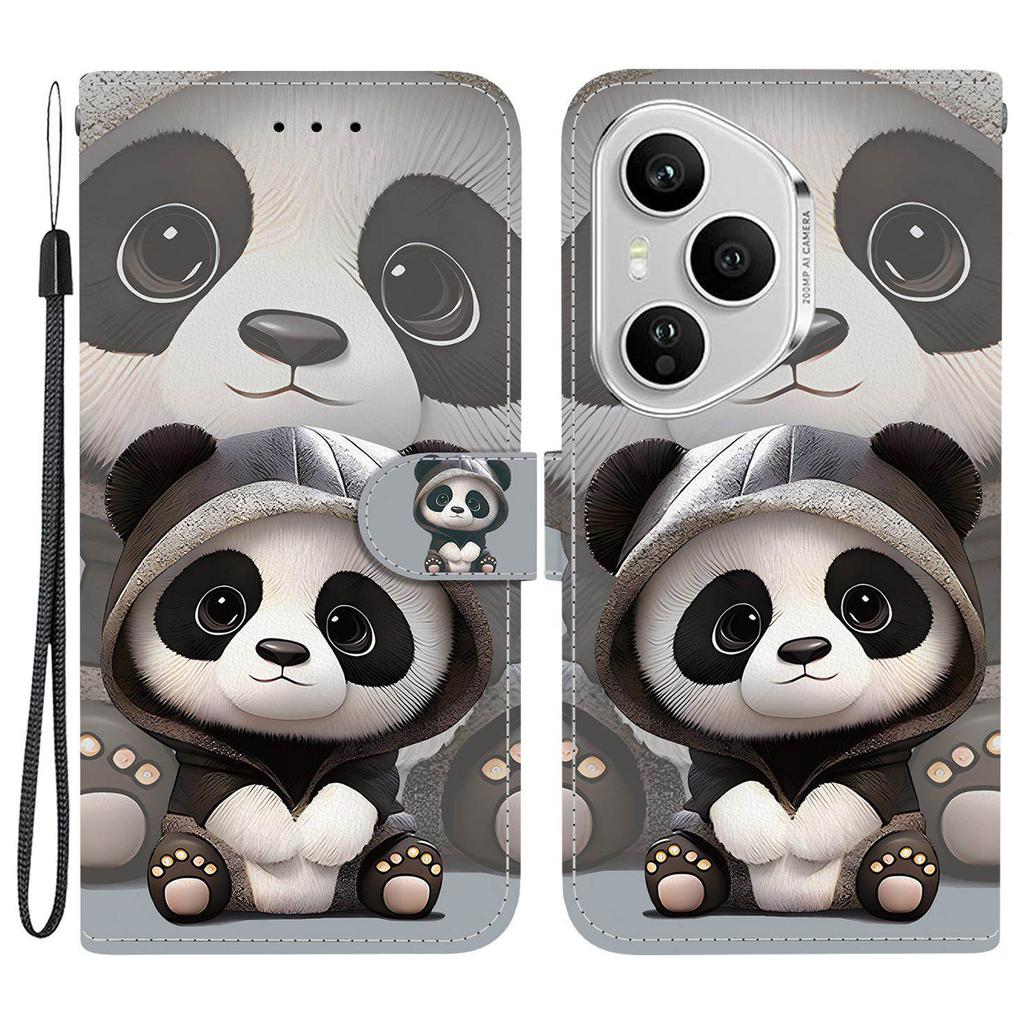 Для Honor 400 Pro 5G (Глобальный) Кожаный чехол-кошелек с принтом, подставка, чехол для телефона с ремешком