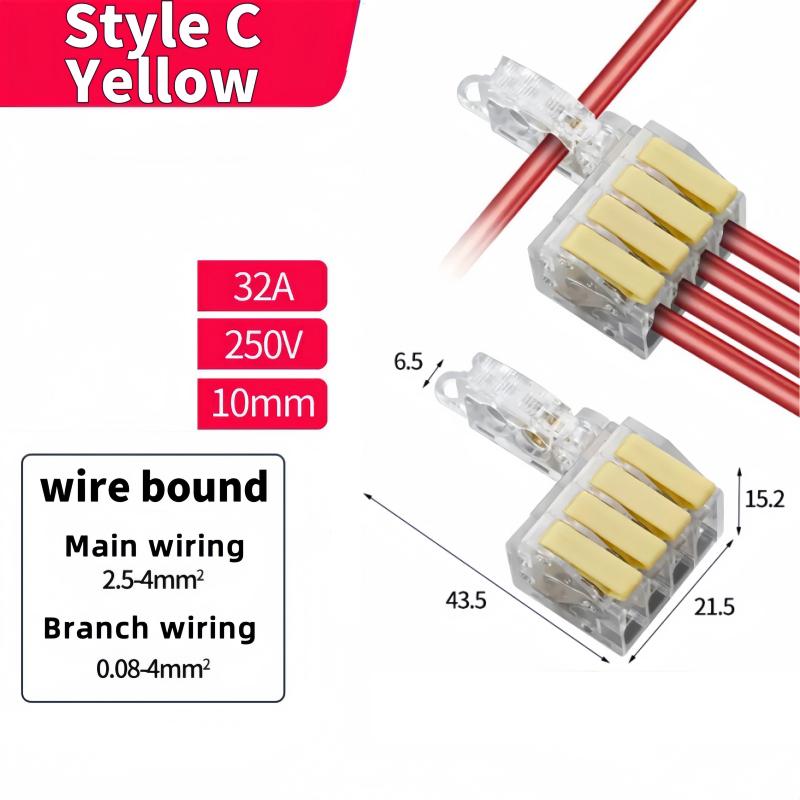 T-Type Stripping Free Wiring Connector with Fixing Hole Quick Branch Splice Junction Box Lever Wire Connector Home Appliances