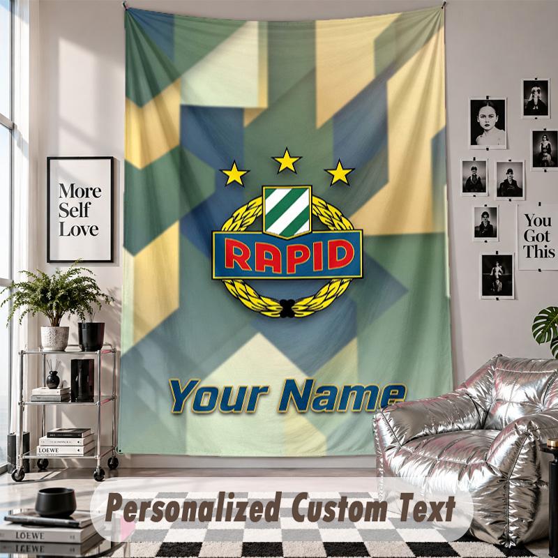 Custom Tapestry Wall Hanging, Rapid Wien FC Personalized Name Text Home Wall Decor