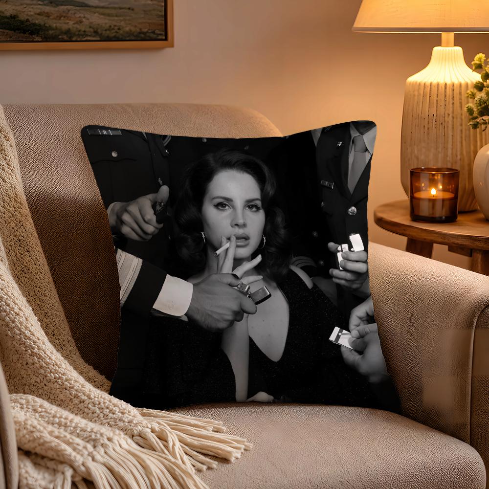 Hot Singer LLana DDel RReyS Pillow Case Soft Plush Cushion Cover Double Print and Invisible Zipper for Sofa Home Car Use