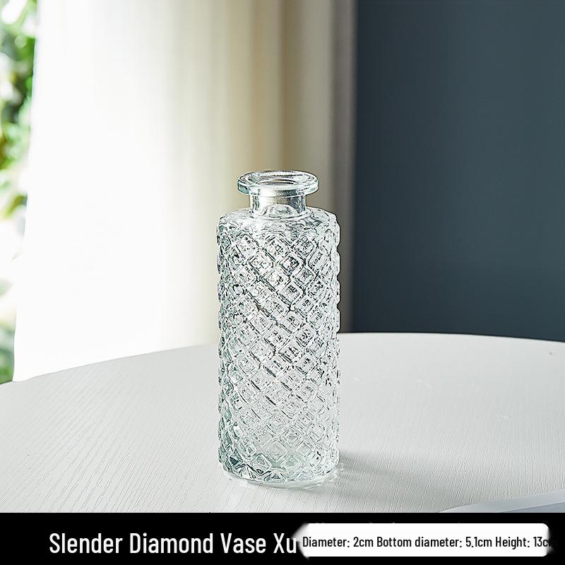 Европейская ваза из рельефного стекла в стиле легкой роскоши для гостиной, для цветочных композиций - Прозрачный гидропонный орнамент