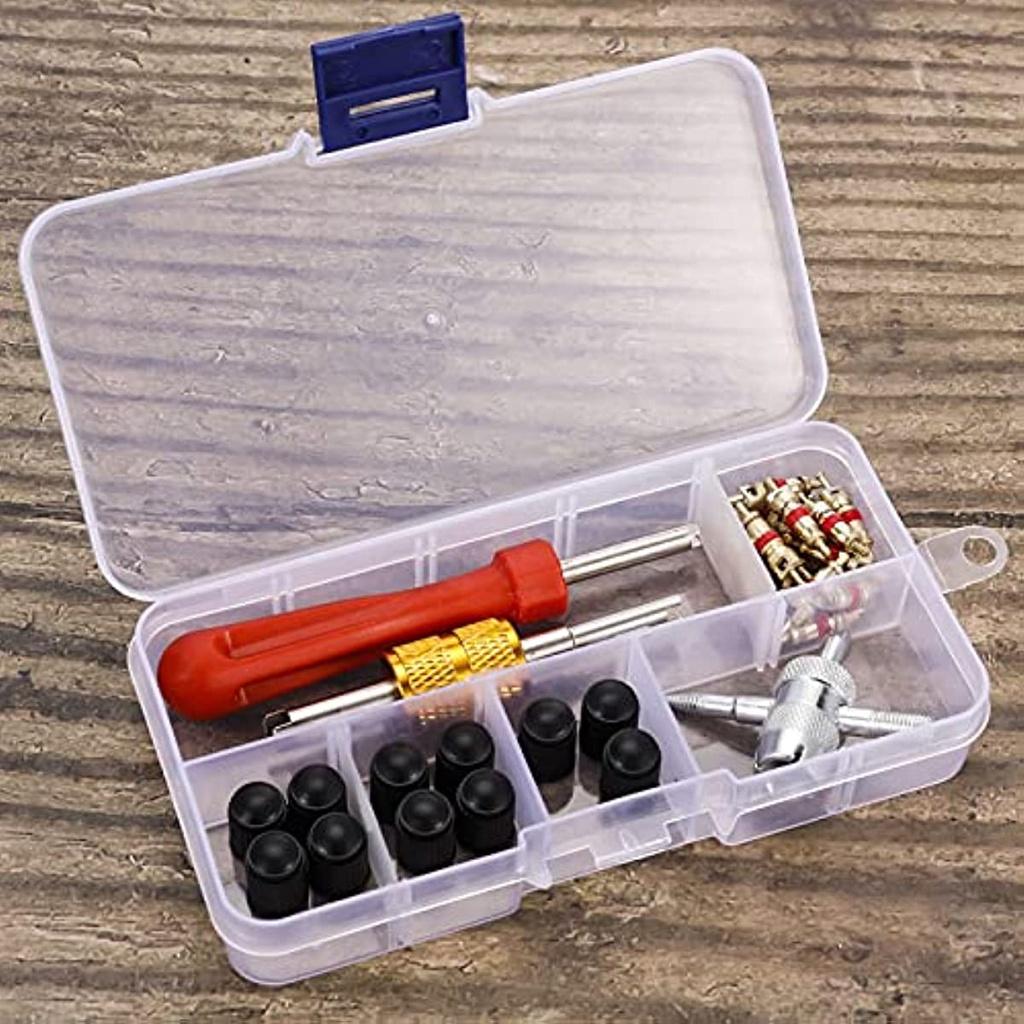 Съемник клапана шины Ремонт клапана с двойной и одинарной головкой Сердечник клапана 1 шт. Инструмент для сердечника 4-ходового клапана 10 шт. Колпачки для шинных клапанов 20 шт. Клапанный сердечник