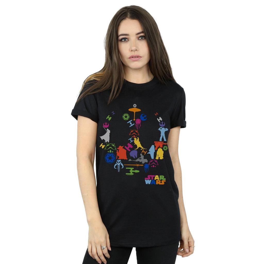 Star Wars Womens/Ladies Silhouette Collage Cotton Boyfriend T-Shirt