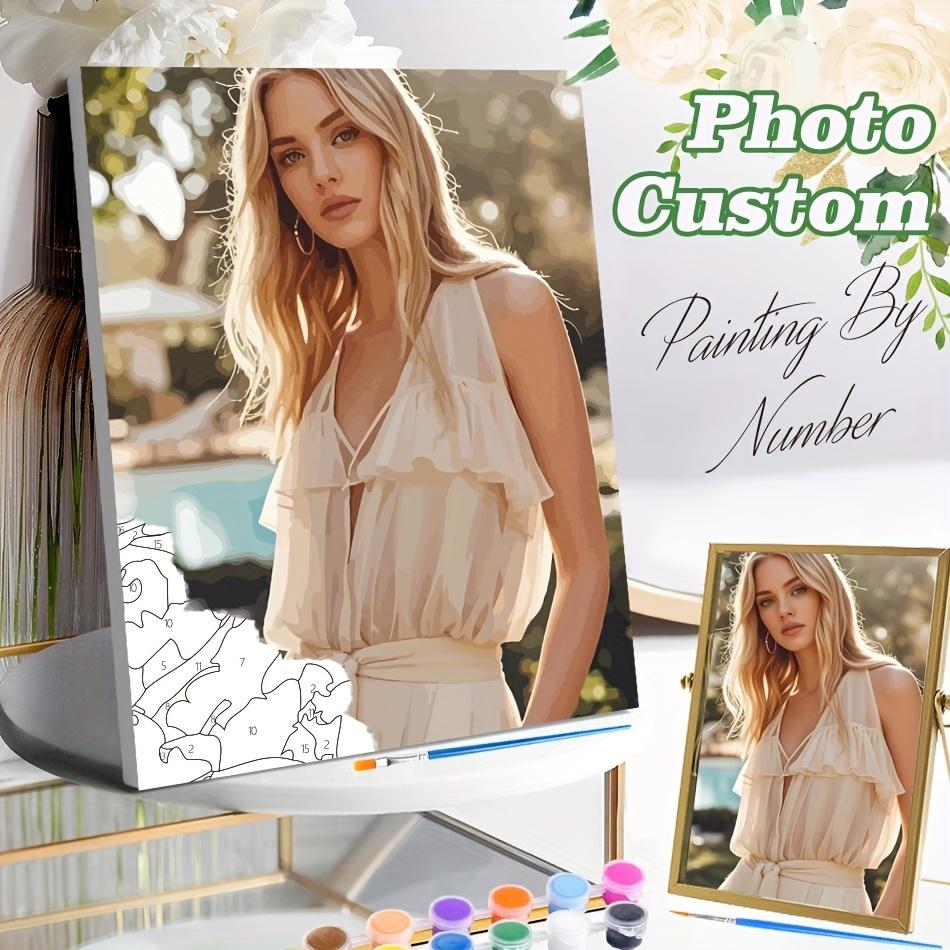 1 Фото Индивидуальная Раскраска по Номерам DIY на Холсте для Взрослых Ручная Работа Персонализированные Идеи Подарков Декор для Дома Без Рамы