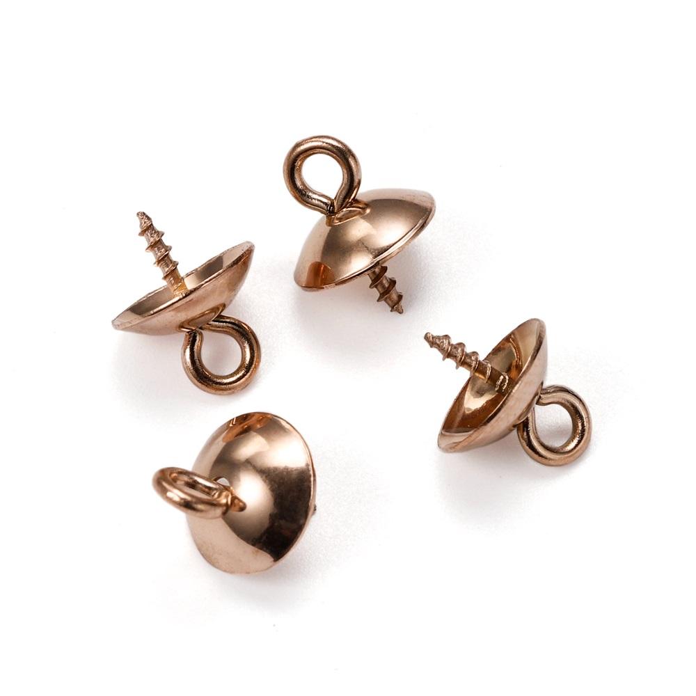 30pcs Gold Color Stainless Steel Screw Eye Pins Bail Top Drilled Beads End Caps Pendant Charms Connectors for DIY Jewelry Making