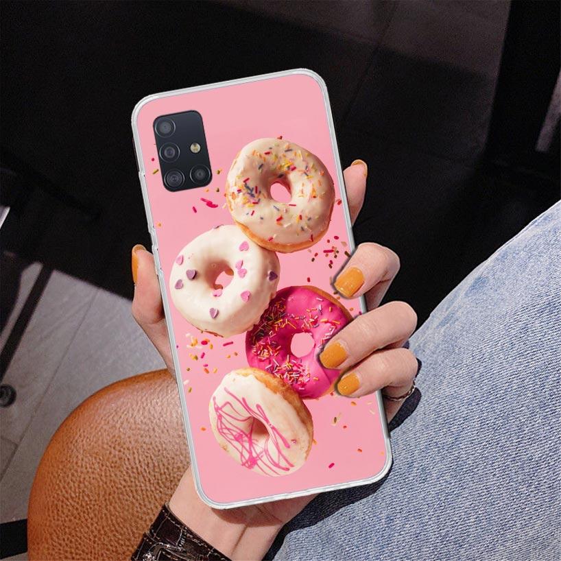 Чехол для телефона Macaron Ice Cream Cake Doughnut для Samsung Galaxy A52 A32 A22 A12 A51 A31 A50S A30S A20S A10S Note 20 Ultra 10 Plus
