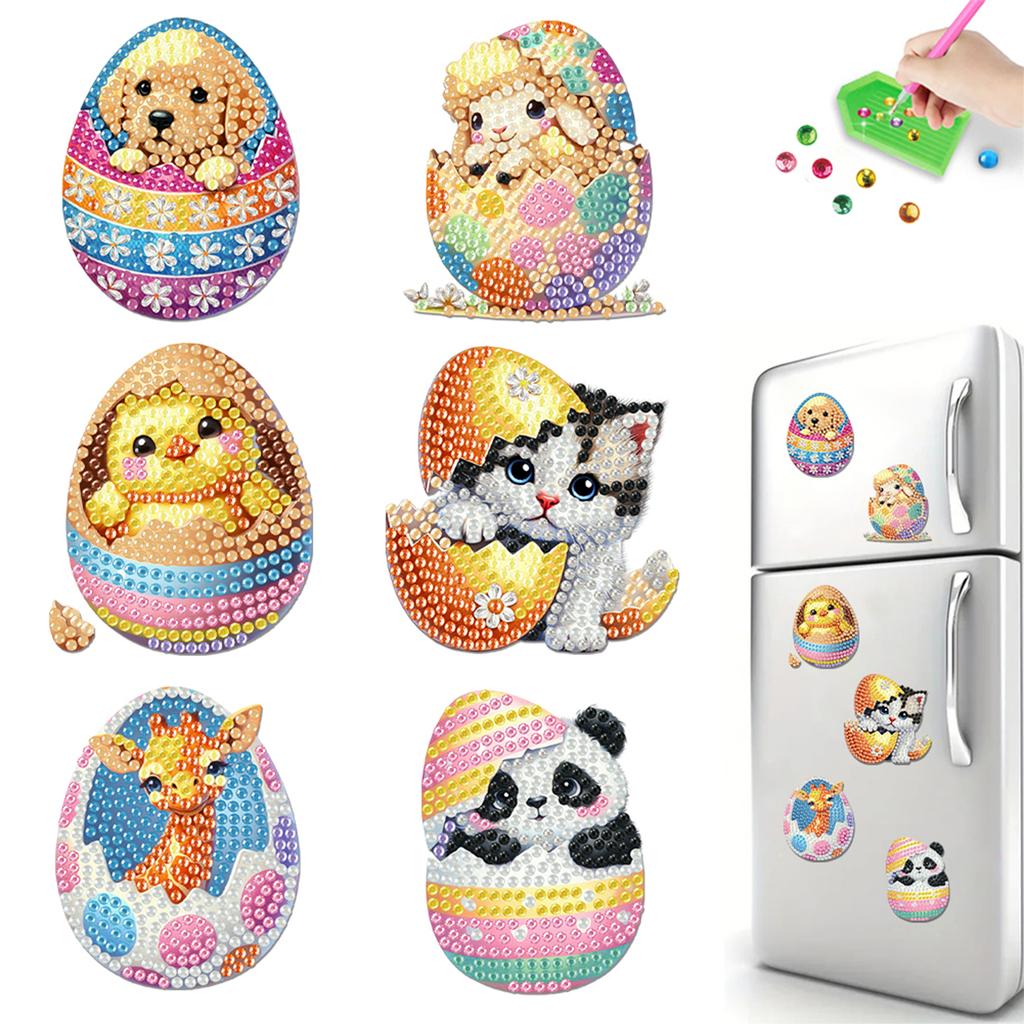 Easter Pattern Acrylic DIY Diamond Painting Magnets Kit Crystal Sparkling Diamond Magnets Set for Refrigerator Mailbox Decor
