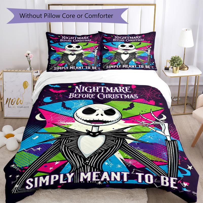 Christmas Nightmare Bedding Set Breathable Duvet Cover with Pillowcases Decorative Bed Linen for Bedroom Home Decoration Birthday Gift