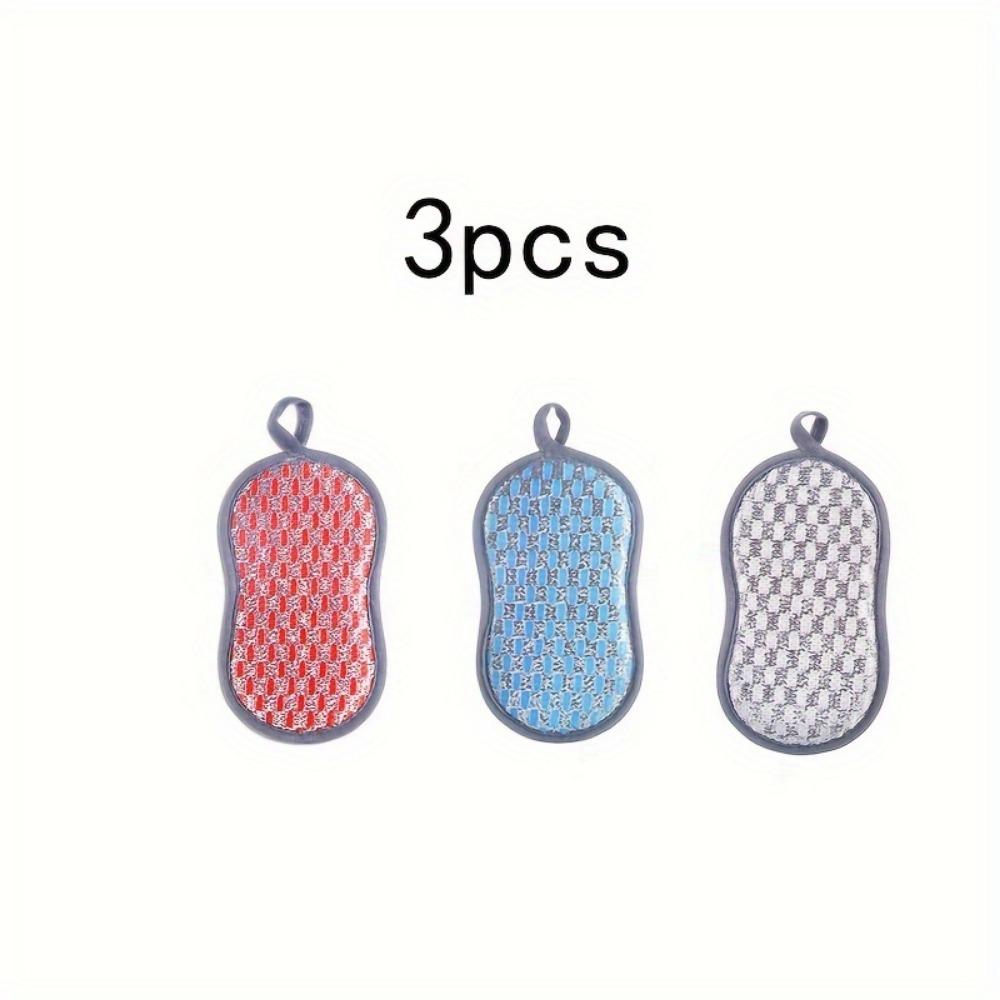 3/5pcs, Kitchen Dishwashing Sponge, Does Not Hurt Pot Brush Pot Artifact, Household Double-sided Cleaning Sponge Wipe, Scouring Pad