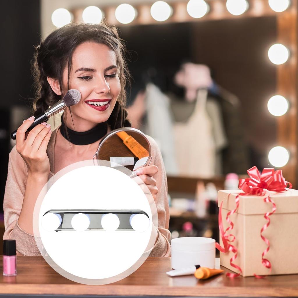 LED Vanity Makeup Light with Dimmable Bulbs No Drilling Suction Cup Design Portable White Light Makeup Lamp for Easy Application and Travel for Home