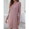 Spring and Autumn Women's Dress Casual Loose Shaped Round Neck Long Sleeve Dresses
