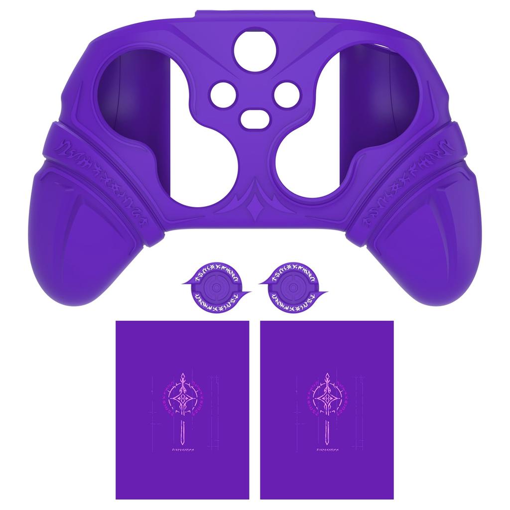 PlayVital Silicone Controller Cover for Xbox Series with Thumb Caps and Stickers Grip Shock Absorption Runes Edition X/S – Non-Slip Skin, – (Purple)