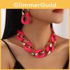 Fluorescent Female Resin Necklace And Earrings Jewelry Set With Electroplated Finish For Autumn