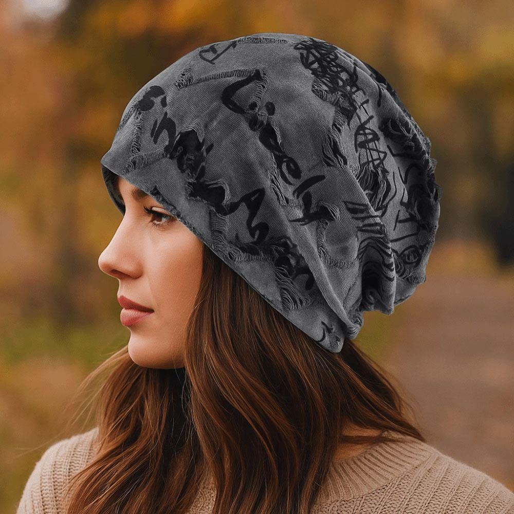 Thin Bonnet Letter Print Beanie Loose Style Hip Hop Beanies Fashion Pullover Hat Unisex Wear
