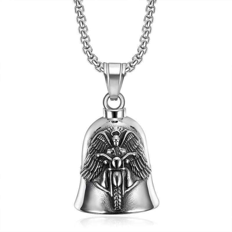 Angel Ride Motorcycle Bell Pendant Biker Hip Hop Rock Metal Punk Ride Party Accessories Trend Amulet Jewelry Gift