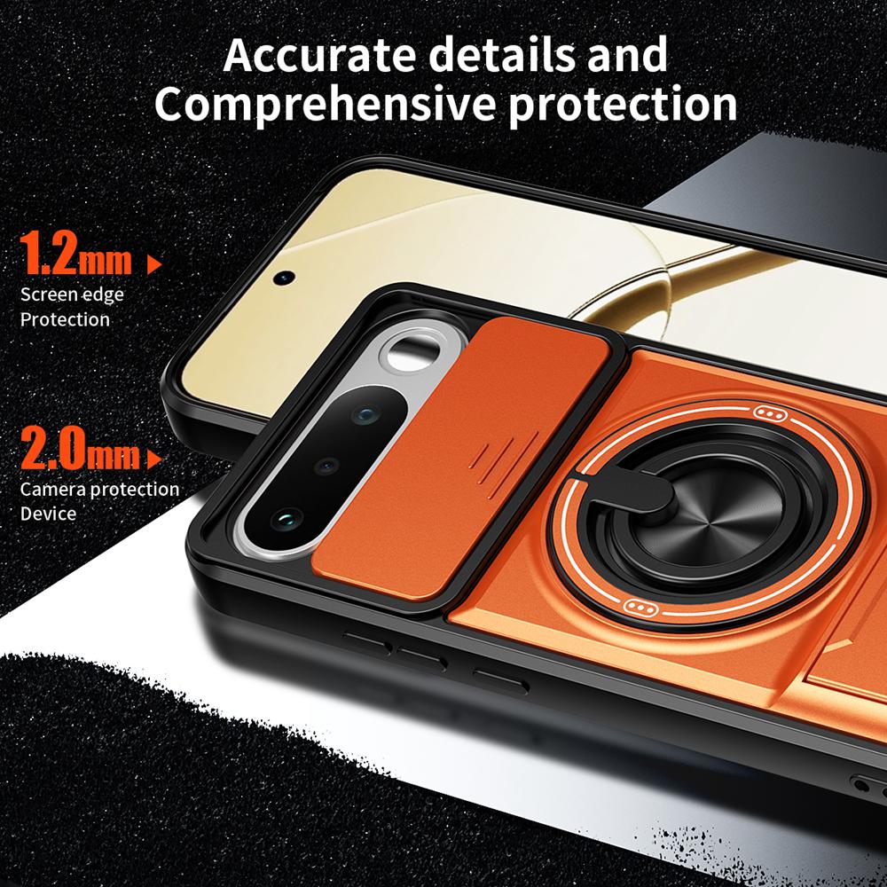KEYSION Magnetic Phone Case for Raelme 16 5G Slide Camera Protection Upright Kickstand 360 Ring Shockproof Cover for Realme16 5G