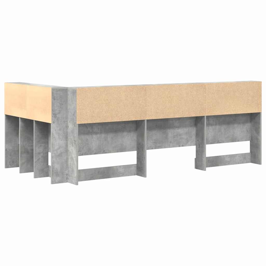 Storage Headboard with Shelf Concrete Grey 90 cm Particleboard