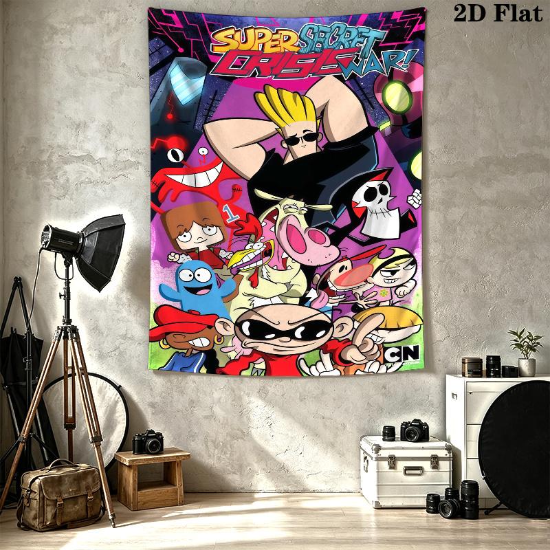 Codename Kids Next Door Cartoon Wall Tapestry Aesthetic Wall Hanging Printed Fabric Blanket Decorative Tapestries for Bedroom Living Room Home Decor