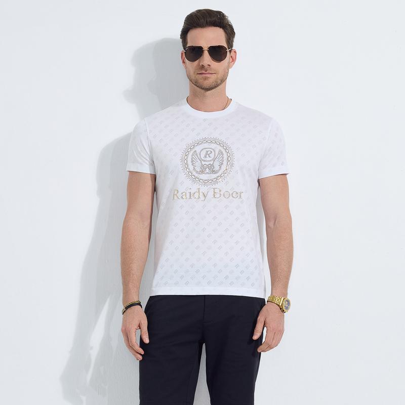 [Hollow Jacquard] 2025 Summer Men's Special Diamond Cotton Fiber Short sleeved T-shirt 7073