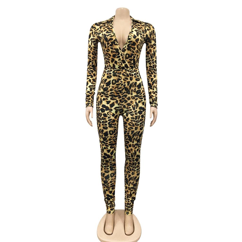 Европейская и американская мода V-образный вырез цифровая печать длинный рукав комплект брюк