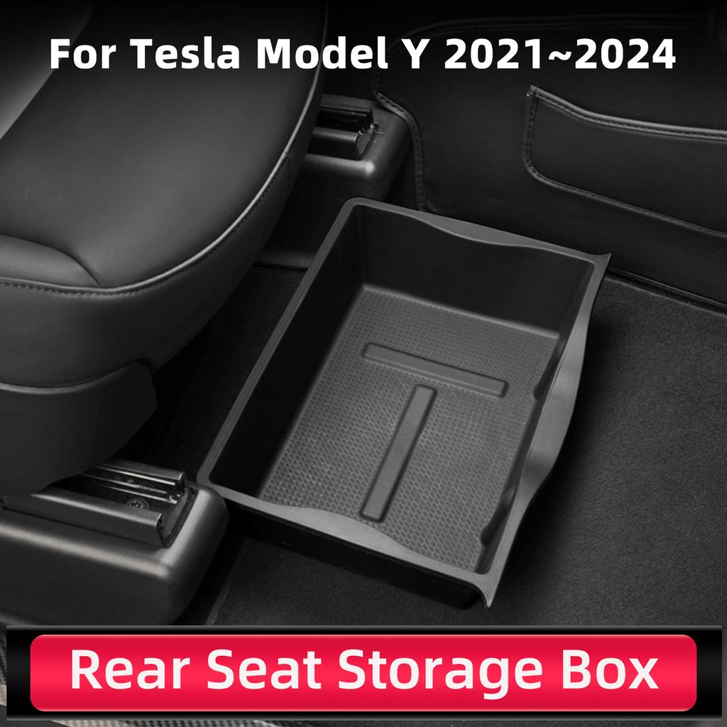 Ящик для хранения под сиденьем для Tesla Model Y 2021~2024 Органайзеры для центральной консоли Контейнеры Сумка для переднего и заднего сидений Поддон для мусора Аксессуары