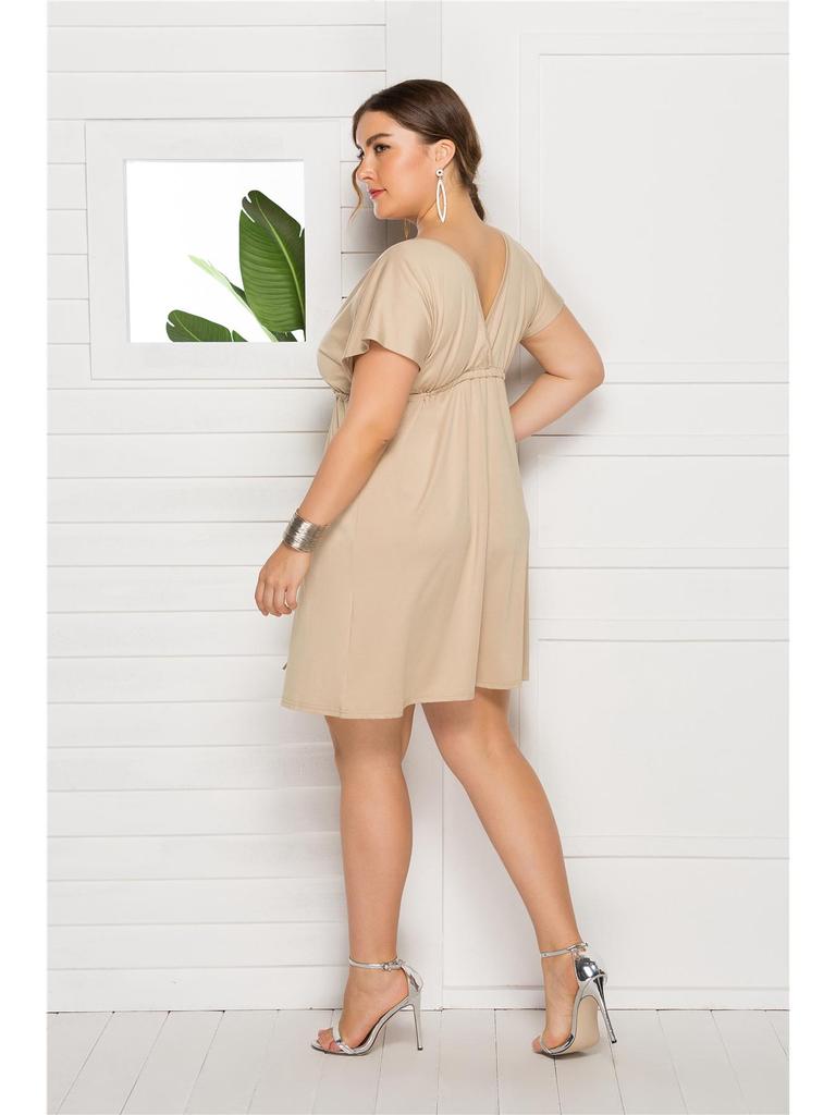 Европейское сексуальное платье без рукавов с V-образным вырезом, эластичной талией, больших размеров