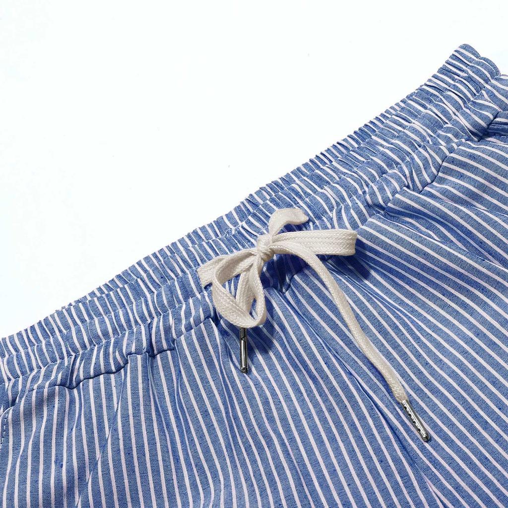 Женские повседневные модные брюки в полоску с принтом сбоку, мешковатые брюки с эластичной резинкой на талии, прямые удобные брюки с карманом