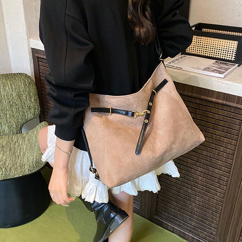 Yogodlns Ленивый стиль Ретро Одноплечевая Сумка под Мышку Минималистичная Сумка-тоут Большая Вместимость Сумка для Поездок Сумки через Плечо