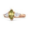 Peridot Trio Stone Tapered Ring - Sterling Silver Rose Gold Vermeil