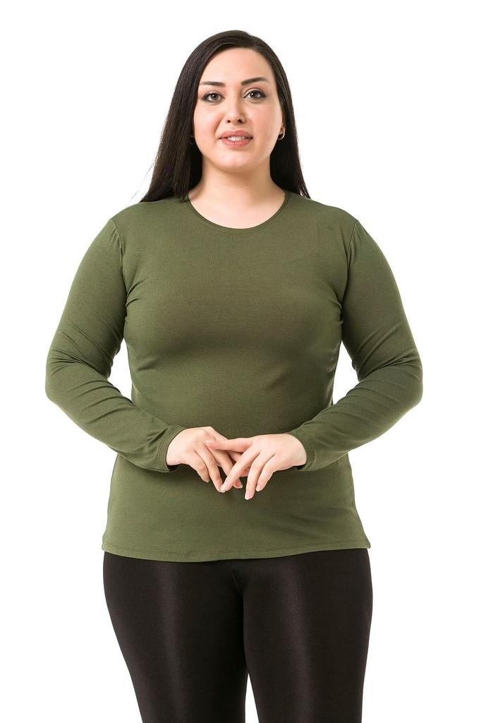 Women's Style Big Size Body Plus Size Crew Neck Long Sleeve Viscose Black Body