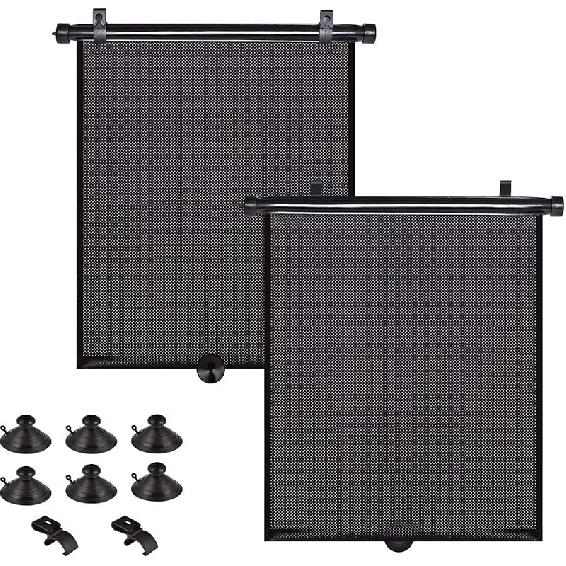 Car Sun Shade Side Window, Retractable Car Roller Shades For Side Window Blocks Harmful Sun Glare And Heat