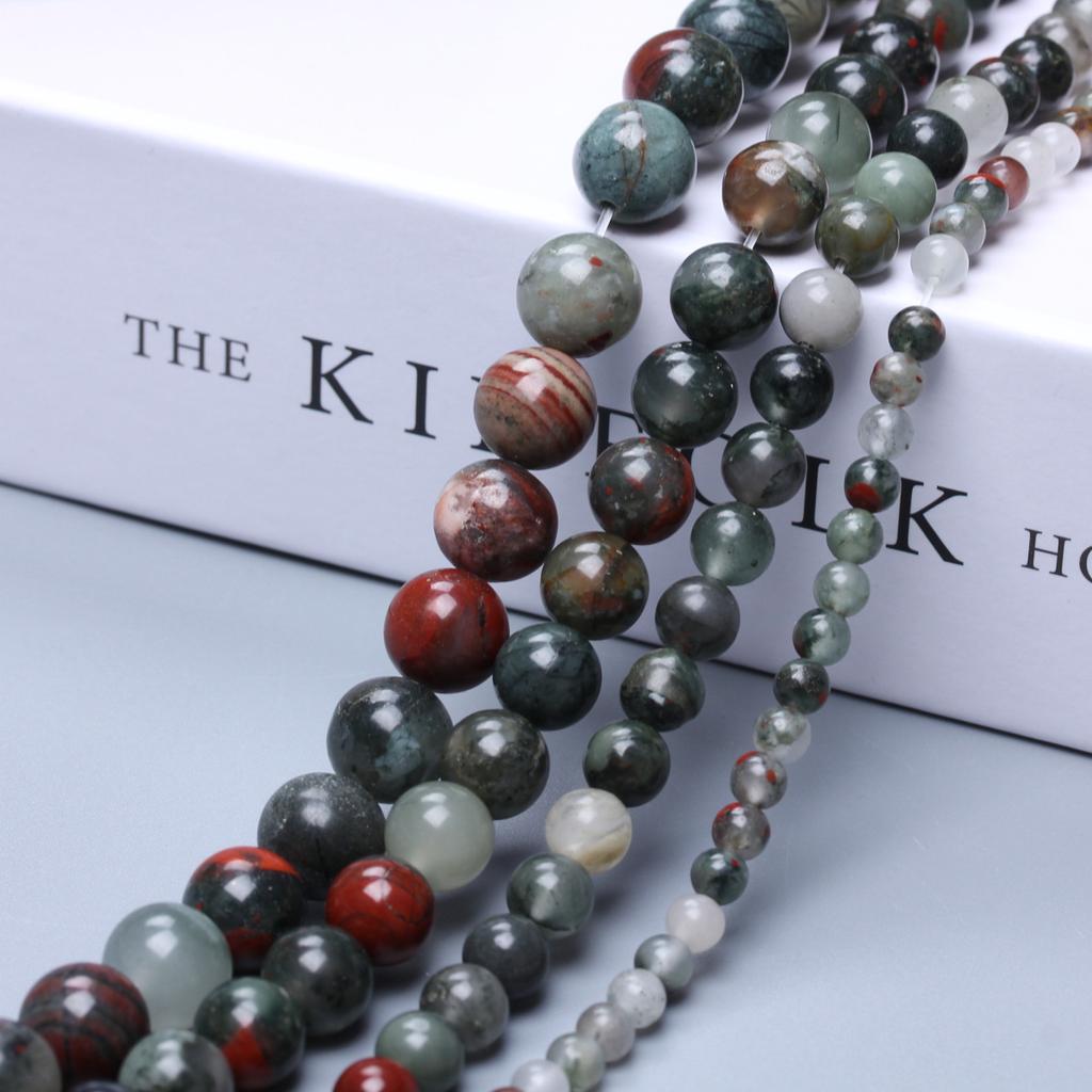 Горячая распродажа, африканские аксессуары из кровавого камня, натуральное изготовление ювелирных изделий, 4/6/8/10 мм, браслет, ожерелье, брелок, бусины, мода, 20-40 шт., бисерный материал