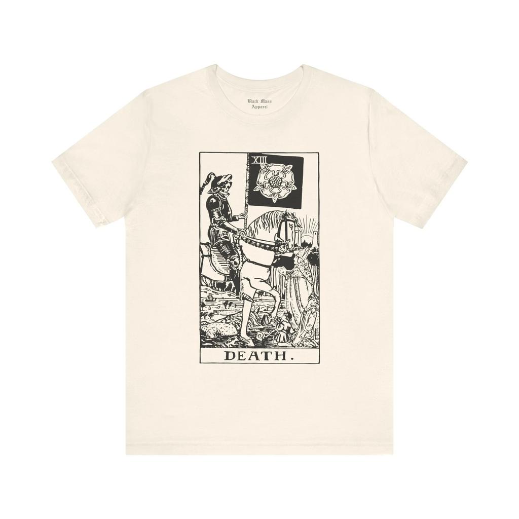 Смерть, Футболка с картой Таро, Старшие Арканы, Оккультная рубашка, Винтажное искусство, Магическая футболка, Чтение Таро, Футболка с коротким рукавом Джерси с Мрачным Жнецом