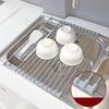 Stainless Steel Sink Drain Rack Rustproof Anti-Corrosion Foldable Design Dish Drying Rack Kitchen