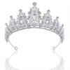 Korean Bride Silver Handmade Crown Headband Headdress New Alloy Crown Crystal Beaded Wedding Accessories for Women