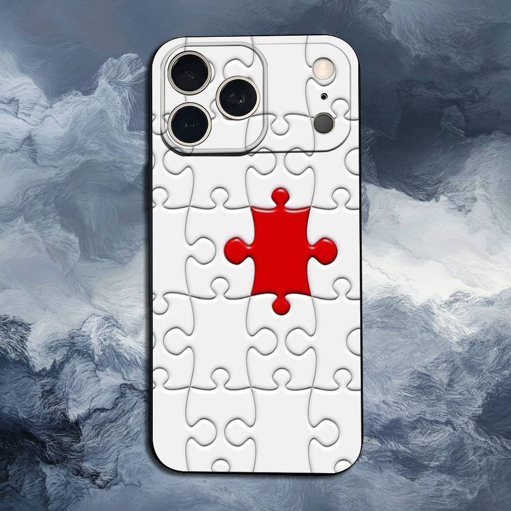 Арт Интересная Головоломка Чехол Для Телефона Для iPhone 17,16,15,14,13,12,11,Plus,Pro Max,XS,X,XR,SE,Mini,8,7,Мягкий Силикон Черный