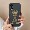 Phone Case For Oppo Reno10 Pro 6 7 8 Pro+ Lite Fashion Cover Crown Letters Phone Bags Camera Protection Matte Soft Silicone Shockproof For Oppo Bumper