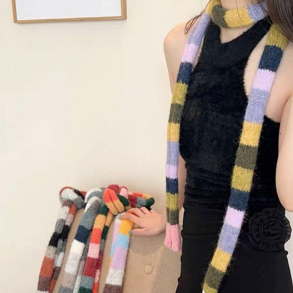 Коллокация Одежда Аксессуары Длинные Узкие Шарфы Радужная Полоска Шаль Женская