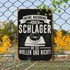Винтажная немецкая металлическая табличка с лозунгом Meine Nachbarn Hören Schlager (Мои соседи слушают шлагер) Забавный сосед Поп-музыка Железная табличка Настенный декор