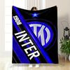 "Inter Logo with Blue and Black Design Flannel Blanket for Bedroom Living Room Sofa and Nap"