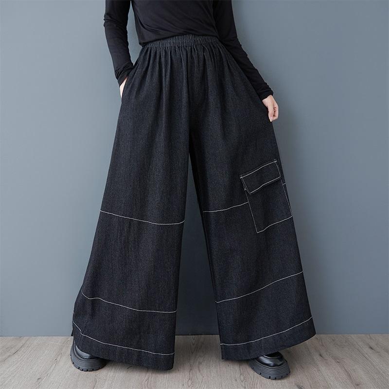 Весна осень плюс размер Винтаж высокая талия повседневные свободные женские джинсы деним широкие брюки