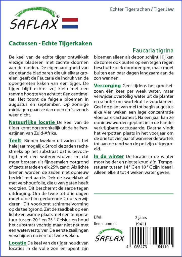 SAFLAX Tiger Jaw - 40 семян - Faucaria tigrina