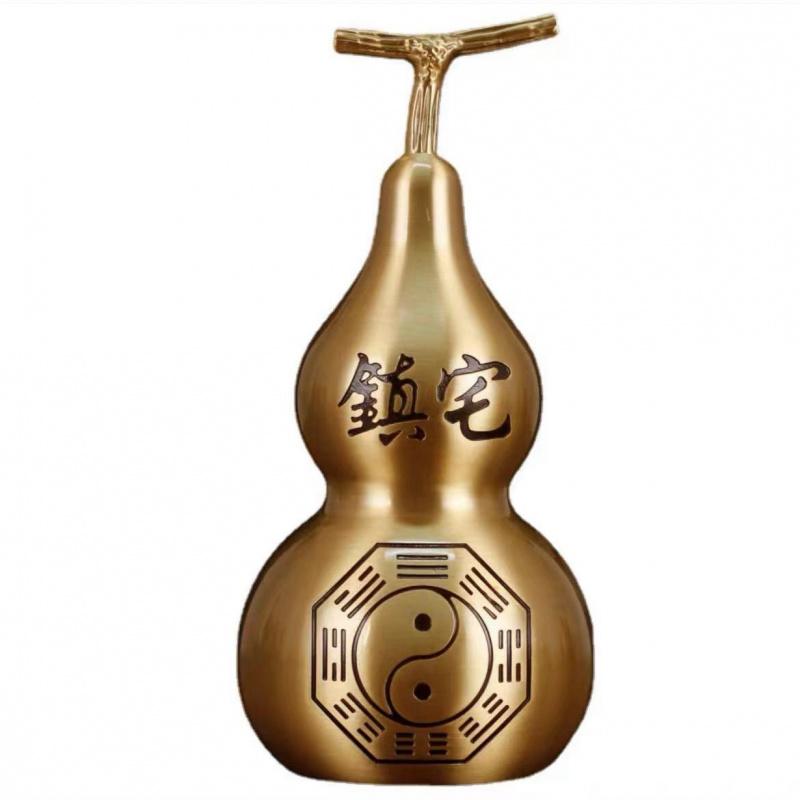 Yellow Ornaments Open Cover Hollow Gossip Copper Gourd Large Lucky Pendant Home Living Room Decorations