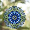 Floral Wind Spinner Outdoor Decor Vibrant Blue Green Metal Garden Art Hanging Ornament for Yard Patio Deck All Seasons Wind Chime