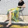 Half-length Skirt Women's Chiffon One-piece Mid-length Irregular Floral Seaside Holiday Wrap Skirt