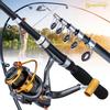 SOUGAYILANG Углеродная телескопическая удочка с рыболовной катушкой 12BB Углеродная телескопическая удочка со спиннинговой катушкой Набор удочек и катушек